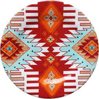 Paseo Road Southwest 14 Piece Melamine Plastic Dinnerware Set with Plates, Bowls and Serving Platter, Aztec Geometric Pattern, Western Southwestern Rustic Cabin Lodge Style