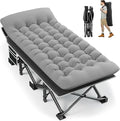 Portable Camping Cot, 32" Extra Wide Camping Cots for Adults with Thick Mattress, Heavy Duty Sleeping Cot Holds Up to 600LBS, Cots for Sleeping, Rv, Beach, Patio, Office Naps(Grey)