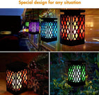 Solar Lanterns-Sunklly Hanging Solar Lights Color Changing & Fixed 9 Modes Waterproof Hanging Lanterns Outdoor Lights Flickering Flame Camping Lanterns Decoration for Garden Patio Pathway(2 Pack)