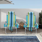 VINGLI Tall Beach Chair 2 Pack Lightweight, Backpack Beach Chair for Adults with 5-Position, Cooler Bag, Cup Holders, Towel Bar, Lightweight Folding Beach Camping Chairs （Blue/Green-16