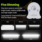 LETOUR LED Tube Magnetic Light Work Lights 6000Lumens 10400mAh 5 Lighting Options Camping Lantern USB Rechargeable Portable Battery Powered Lights with 2 Magnets Endurance for 80 Hours