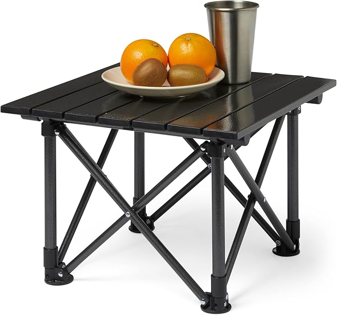 Amazon Basics Camping Table, Made of Alloy Steel and Aluminum, Small, Folding, Camping Essentials, Black
