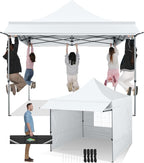 COBIZI 10x10 Pop Up Canopy Tent with Awning,Heavy Duty Canopy UPF 50+ All Season Wind Waterproof Commercial Outdoor Street Vendors Party Tents for Parties Canopy with Carry Bag(10 x 10 ft White)
