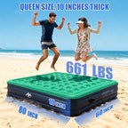 AYAMAYA Queen Camping Air Mattress with Built-in Rechargeable & Detachable Pump, 10" Height Inflatable Blow Up Airbed, Portable Self Inflating Sleeping Pad for Tents, Outdoor, Travel, Home, Guests