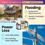 Heaven’s Harvest 25-Year Family Food Kit — Emergency Food Supply. Freeze Dried Survival Food Kit + Water-Proof 25-Year Storage Bucket. MRE Meals/Non-Perishable & Perfect Camping Food (60 Servings)