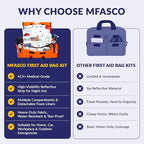 MFASCO Complete Emergency Response First Aid Kit Trauma Bag - 415 Piece Fully Stocked Supplies for Disaster Preparedness | For Business, Schools, Organizations, Groups, Home Safety (Reflective Orange)