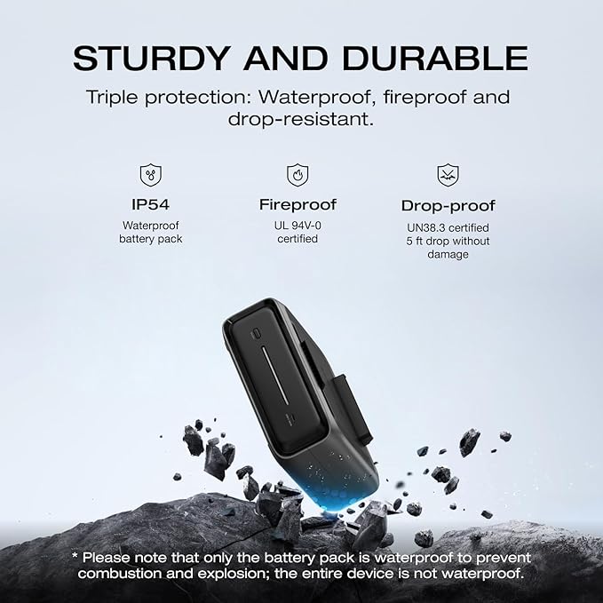 EF ECOFLOW River 3 Plus Portable Power Station Extra Battery EB300, 286Wh Expansion LiFePO4 (LFP) Battery with 10-Year Lifespan, Built-in 140W USB-C Port for Charging/Discharging, Use Independently