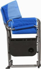 Kamp-Rite Portable Folding Outdoor Beach Patio Lawn Director's Chair w/Side Table & Cup Holder for Camping, Tailgating, and Sports, 2-Tone Blue