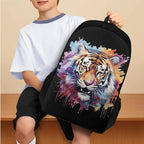 Cool Tiger Backpack Sets for Boys Back to School, 3rd Grade Boys Backpack 4 PCS Set Pencil Case Multifunctional Lunch Box Set Water Bottle Holder for School Study