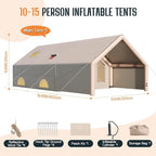 SPECRAFT Canvas Bell Yurt Tents & Inflatable Tent for Camping, Waterproof Glamping Tent with Stove Jack, Breathable Mesh, Snowproofing Spacious 4-Season Family Shelter for Outdoor, Camping, Parties