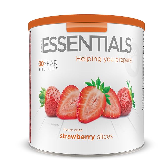 Emergency Essentials, Freeze-Dried Strawberry Slices, Bulk Freeze-Dried Fruit, 30-Year Shelf Life, 6.4-oz. Large Can