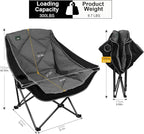 Northroad Oversized Foldable Camping Chair, Outdoor Padded Lawn Chair w/Cup Holder,Carry Bag for Beach, Hiking, and Picnics,Heavy-Duty 300-lbs Capacity, Purple