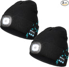 Wmcaps Stocking Cap Stuffers Bluetooth Beanie with A Light, 2-Pack Flashlight Headlamp Winter Hat Gifts for Men Women Dad Him