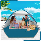 COMMOUDS Beach Tent Sun Shade for 3/4/6/8 Person, UPF 50+ Beach Sun Shelter Canopy Tent, Lightweight, Easy Set Up and Carry