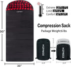 Cold Weather Sleeping Bag 100% Cotton Flannel XXL for Adults Big and Tall,Free Compression Sack