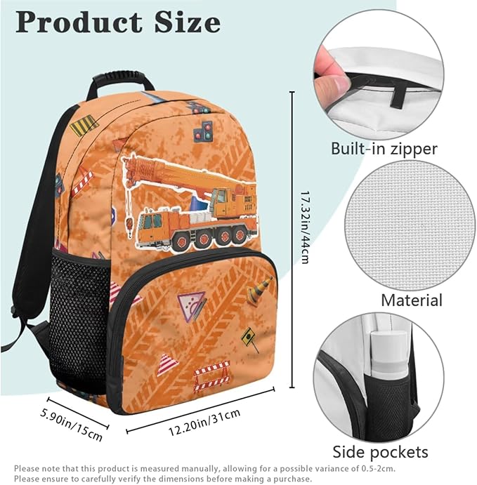 Boys Backpack and Lunch Box Set Crane Elementary School Backpack for Boys Back to School Supplies Back Pack Purse Knapsack for Daycare