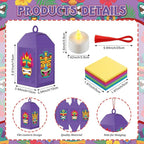 Simgoing 24 Sets Tiki Crafts with LED Candle Light Hawaii Party Decors Tiki Tissue Paper Crafts Kits DIY Your Own Tropical Totem Box Lanterns Hanging for Home Summer Luau Themed Art Party Decorations