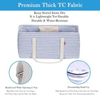 LHZK 2 Pack Extra Large Utility Tote Bag with Metal Wire Frame and the Sides Rinforced, Extra Large Tote Bag with Handle for Pool Beach Laundry Storage (Blue)