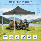 Yesker 10x10 Pop Up Canopy Tent with 4 Sidewalls Portable Folding Outdoor Canopy Easy Setup Gazebo Waterproof Instant Popup Shelter Tent w Wheeled Carry Bag sandbags for Events Parties Camping, Gray