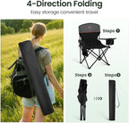 HIGH POINT SPORTS 2 Pack Portable Camping Chair for Adults, Folding Outdoor Camp Chair Lightweight Lawn Chairs Folding Collapsible Chair for Camping, Tailgates, Beach, Black, Support 250 lbs