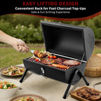 Portable Charcoal Grill, Tabletop Outdoor Barbecue Smoker, Small BBQ Grill for Outdoor Cooking Backyard Camping Picnics Beach by DNKMOR BLACK