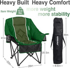 Oversized Camping Chair for Adults - Heavy Duty 400 lbs Padded Folding Chair with Wine Glass Holder, 2 Cup Holders & Side Pockets, Portable Carry Bag for RV, Tailgating, Lawn