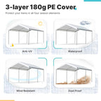 ADVANCE OUTDOOR 10x15 ft Heavy Duty Carport Potable Car Canopy Garage Party Tent Boat Shelter, Adjustable Height from 9.5 ft to 11 ft, White