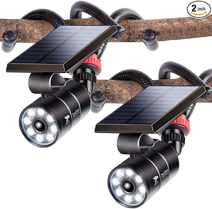 Free 100-DAY Replacement/Refund, Solar Motion Lights Outdoor Waterproof, Solar Security Spot Lights Motion Outdoor Camping Lights for Outside Camp Patio, Fence, Deck, Post(2Pack)