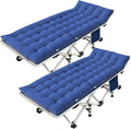 2 Pack Camping Cot with Mattress Comfortable Cot Bed Folding Cot Heavy Duty Cots for Sleeping with Carry Bag for Adults Kids Guest Bed for Home Office Outdoor Indoor
