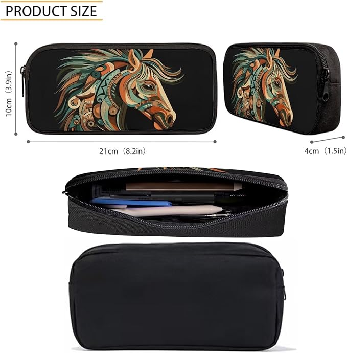 3 PCS Tribal Horse Backpack for Teen Boys 17 Inch Large Capacity Boys Bookbag Age 8-10 Lightweight Teens School Backpack with Lunch Bag for Elementary School Travel Hiking Rucksack