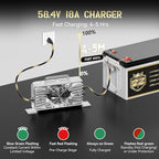 48V 100Ah LiFePO4 Golf Cart Battery | 51.2V 100Ah with 200A BMS | 10.24kW Max Power & 1000A Peak | Built-in LCD Display/APP Monitor & 58.4V 18A Charger | 8000+ Deep Cycles | For Golf Carts, RV, Solar