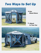 JOYTUTUS Dual-Use Pop up SUV Tents for Camping, 10x10.5 Ft Big Space 2 Rooms Car Tent, SUV Tailgate Tent for Family Camping, 5 Sides Canopy, Portable Carry Bag