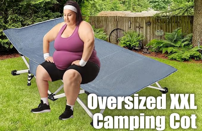 2-Pack Oversize Cot 79x18x32 Inch Extra Large Width XXL Camping Cot with Mattress Folding Cot Heavy Duty Comfortable Cots for Sleeping Guest Bed with Carry Bag Easy to Set-up for Home Indoor Outdoor
