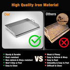 Griddle for Gas Grill, Universal Fry Griddle Flat Top Plate, 17" x13” Metal Cooking Griddle Pan Flat Top Rectangular Plate with Removable Handles for Gas Stove/Charcoal/Gas Grills