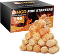 HGD Natural Fire Starters (256 Pcs) - Waterproof & Odorless Charcoal Starters for Fireplace, Campfire, BBQ, Grill, Fire Pit, Wood & Pellet Stove, Chimney, Pizza Oven & Smoker - Indoor & Outdoor Use