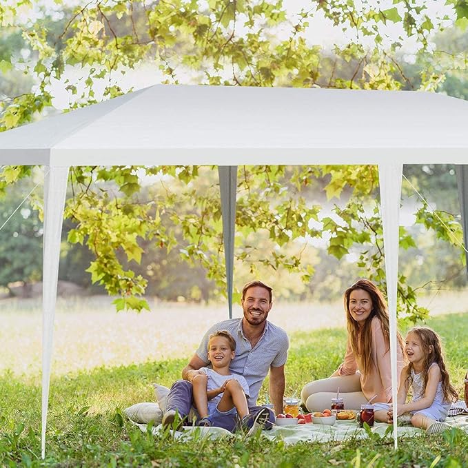 Tangkula 10 x 20 Feet Canopy Tent, Waterproof Wedding Canopy with Wind Rope, Outdoor Shelter Pavilion for Parties, Commercial Activity, Camping, Heavy Duty White Party Tent for Family Friends