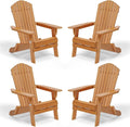 VINGLI Folding Adirondack Chairs Set of 4, Wood Adirondack Chair for Outdoor, Foldable Fire Pit Chairs for Patio, BBQ, Porch, Yard, Pool