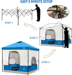 KAMPKEEPER 6 Person Camping Tent, 10x10 Pop Up Canopy Tent with Camping Inner Tent, Converts 10'x10' Straight Leg Canopy into Camping Tent–Fully Vented Roof(Canopy & Frame Included)