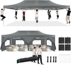COBIZI 13x26 Pop Up Canopy Heavy Duty Canopy with Removable Sidewalls Party Tent Outdoor Wedding Large Event Tent with Roller Bag for Garden Lawn Waterproof UPF 50+ Easy Up, Gray (Framework Upgraded)