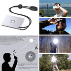 Signal Mirror Survival Tools, Military Grade Hiking Camping Mirror 2 x 3 inch with Small Compass and Whistle for Outdoor Adventure Emergency SOS Mirror