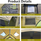 Large Luxury Inflatable Camping Tent Cotton Canvas Tent, Breathable and Waterproof Air Tent with Skylight and Stove Jack Hole for for 4-6-8-10 Person Family Camping
