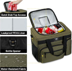 MIER 30L Extra Large Soft Cooler Bag with Bottle Opener for Camping Beach BBQ Grocery Golf Leakproof Picnic Lunch Bag, Collapsible, Top Flip Lid, 45Can (Dark Green)