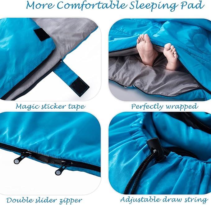 Tuphen Double Sleeping Bag, Sleeping Bag with 2 Pillows, Queen Size XL Bag for 2 People, Cold Warm Weather- 3 Seasons, Waterproof Adults for Camping, Backpacking or Hiking