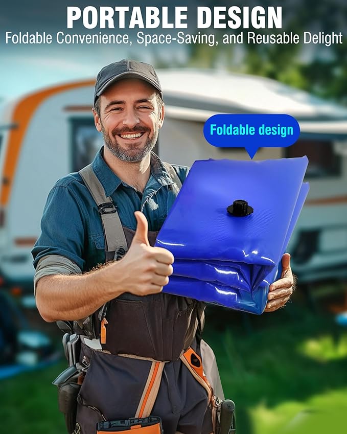 PYY Water Storage Bladder - 87 Gallon/330L Foldable Portable Water Bladder Tank with Spigot - Large Water Bob Bathtub Emergency Water Bladders for Outdoor RV Car Camping,Overflow Kit Blue