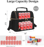 Waxed Canvas Lunch Cooler Bag for Men, Insulated Lunch Box with Two Compartment, Small Soft Cooler Lunch Bags with 2 Ice-Packs, 10.5L Leakproof Lunchbox for Work, Camping, Beach and Road Trips