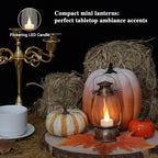 12PCS Bronze Mini Lanterns with Remote Control, 5.1" H/13cm Small Vintage Western Lanterns for Christmas Table Centerpieces, Halloween/Camping Party Decorations, Indoor Hanging & Table