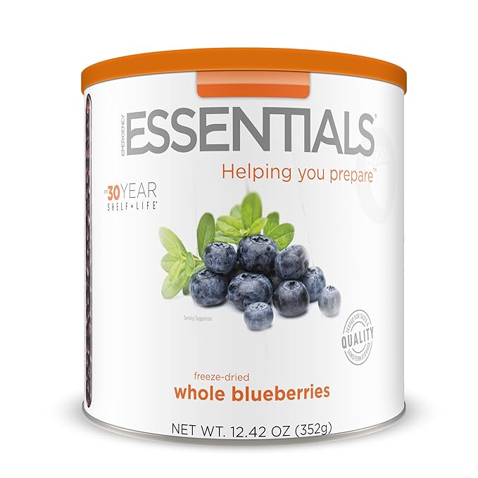 Emergency Essentials Freeze-Dried Whole Blueberries #10 Can, Freeze-Dried Blueberries, Emergency Snack Cans, Nutritious Food, 30-Year Shelf Life Food