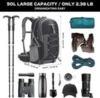 Maelstrom Hiking Backpack,Camping Backpack,50L Waterproof Hiking Daypack with Rain Cover,Lightweight Travel Backpack,Black