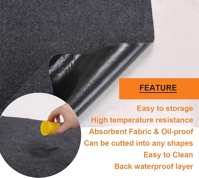 Under Grill Mat,Premium 36"x48"Absorbent Oil Protective mats for Deck &Patio,Grill Mat for Deck,Under Grill Floor Pad to Protect Deck,BBQ Mat for Under BBQ,Waterproof,Reusable
