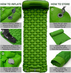 Inflatable Sleeping Pad with Pillow for Camping-Built in Foot Pump Fast Inflation-Ultralight Upgraded Durable Compact Sleeping Mat Moisture Proof Air Mattress for Backpacking,Hiking,Travel,Tent